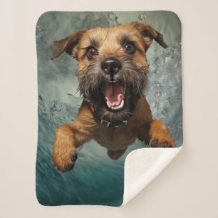 Spielelustiger Hund Schwimmt Unterwasser Design Sherpadecke