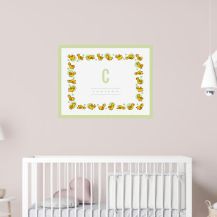 Spielen Babienten Grüne Monogramm Kinderzimmer Wan Poster