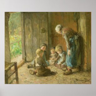 Spielen der Jacke auf der Türstufe Poster