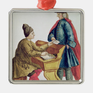 Spielen der venezianischen Lotterie Silbernes Ornament