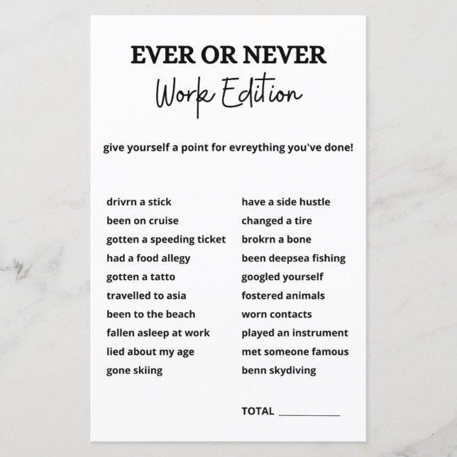 Spielen im Office-Party: Immer oder nie (Vorderseite)