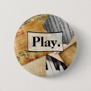 Spielen. Klaviertasten Noten antike Noten Button