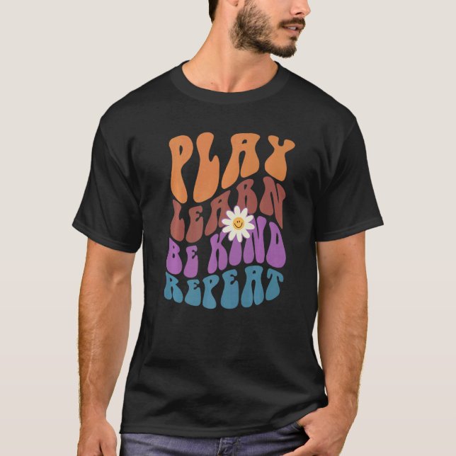 SPIELEN LEARN BE KIND REPEAT Retro Wählen Sie Kind T-Shirt (Vorderseite)