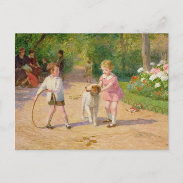 Spielen mit dem Schlauch Postkarte (Vorderseite)