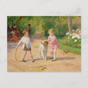 Spielen mit dem Schlauch Postkarte