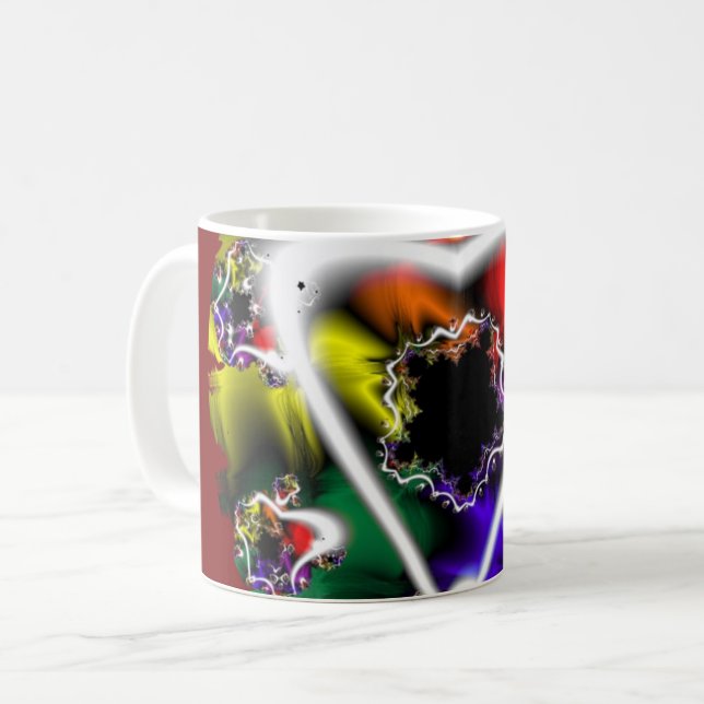 Spielen | Rainbow Fraktal Art Wrap Kaffeetasse (Vorderseite Links)