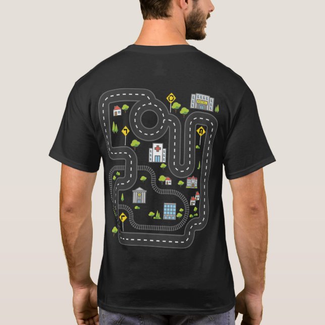 Spielen Sie Autos auf dem Auto-Rennen auf dem Vate T-Shirt (Rückseite)