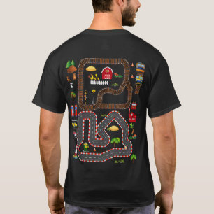 Spielen Sie Autos auf dem Rücken-Mat-Road-Rennweg  T-Shirt