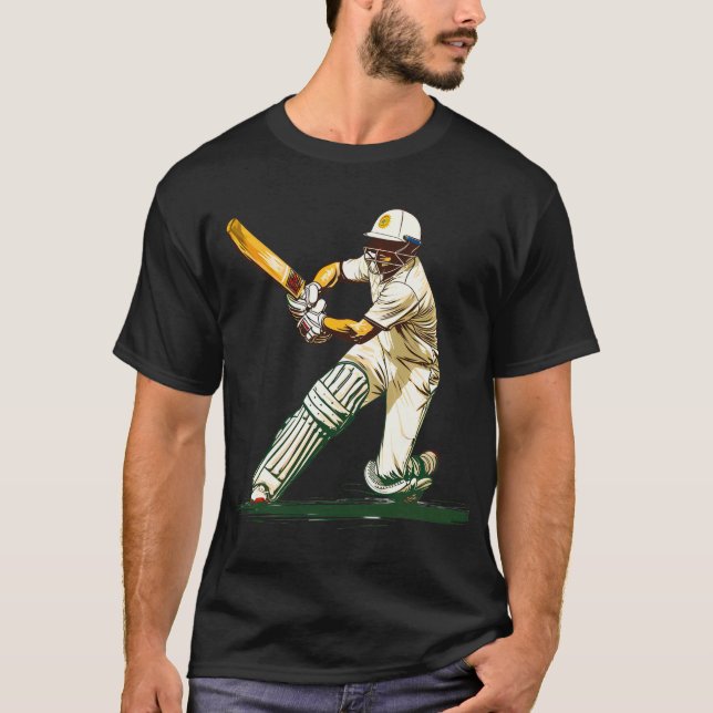 Spielen Sie Cricket Digital Art T-Shirt (Vorderseite)