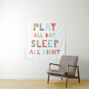 Spielen Sie den ganzen Tag schlafend die ganze Nac Wandteppich