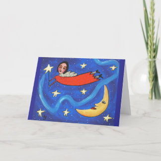 Spielen Sie Engel u. Mond - Grußkarte/notecard die Karte