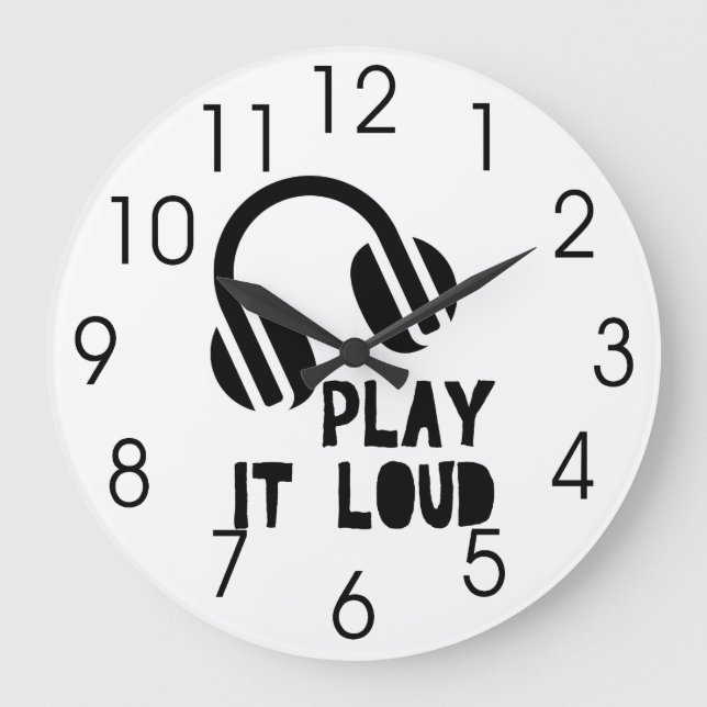 Spielen Sie es laute Kopfhörer Große Wanduhr (Vorderseite)