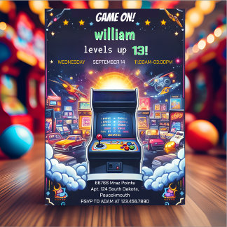 Spielen Sie Junge Coole Kinder Gaming Level Up 13. Einladung