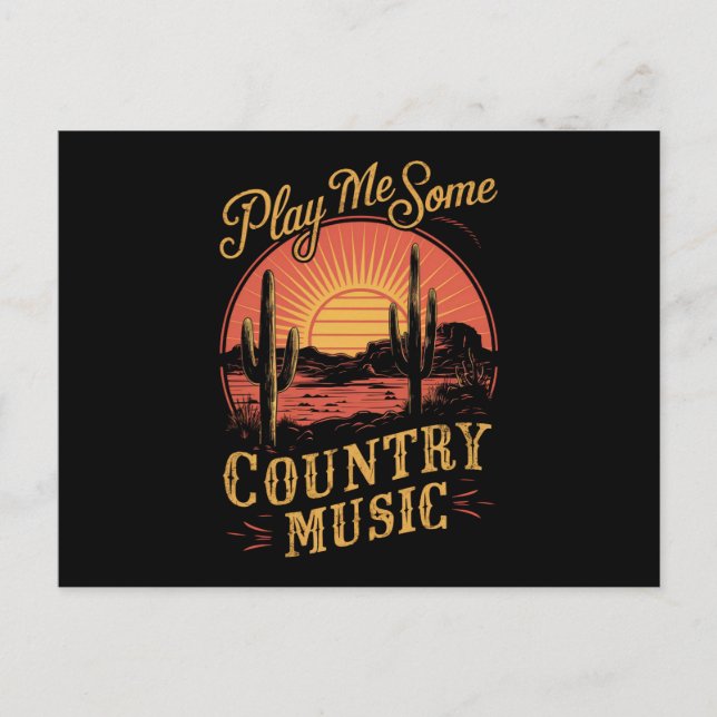 Spielen Sie mir ein bisschen Country Music Western Postkarte (Vorderseite)