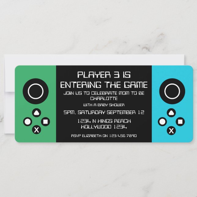 Spielen Sie mit der Kinderdusche des Computerspiel Einladung (Vorderseite)