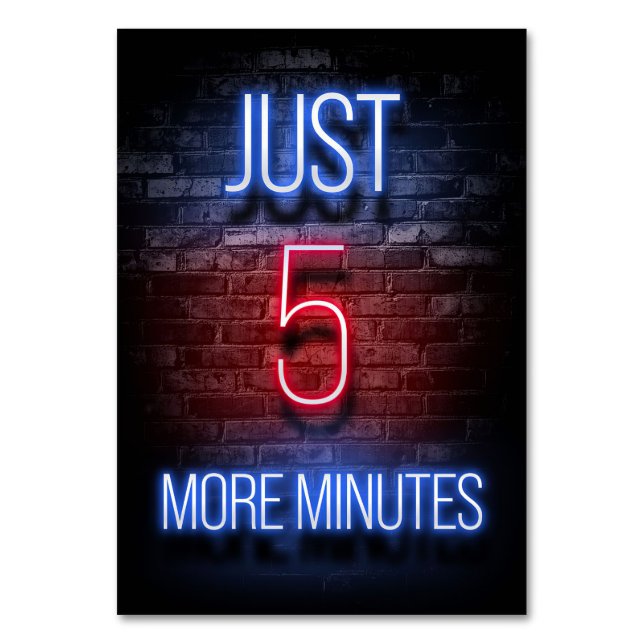 Spielen Sie noch fünf Minuten Tischnummer (Vorderseite)