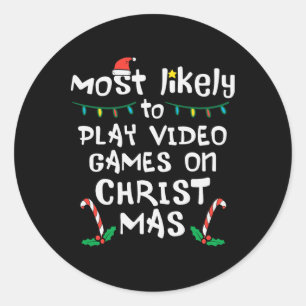 Spielen Sie wahrscheinlich Video Game Weihnachts W Runder Aufkleber