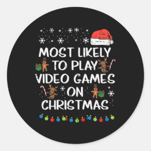 Spielen Sie wahrscheinlich Video Games Weihnachten Runder Aufkleber