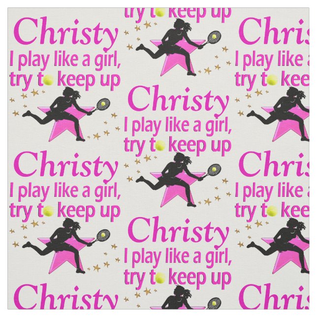 SPIELEN WIE EIN MÄDCHEN PERSONALISIERTER TENNIS FA STOFF (Muster)