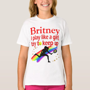 SPIELEN WIE EIN MÄDCHENPERSONALISIERTER TENNIS PLA T-Shirt
