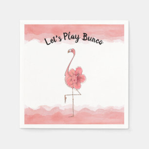 Spielen wir Bunco Pink Flamingo Tropische Blume Serviette