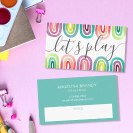 Spielen wir den Rainbow Playdate Parent Networking Telefonnummerkarte