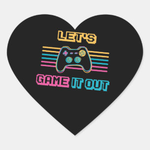 Spielen wir es aus - Retro-Stil Herz-Aufkleber