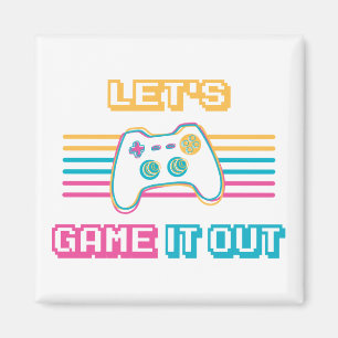 Spielen wir es aus - Retro-Stil Magnet