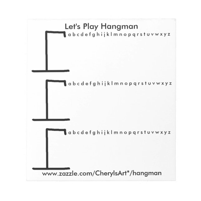 Spielen wir Hangman 3 Spiele pro Blatt Editor Notizblock (Vorderseite)