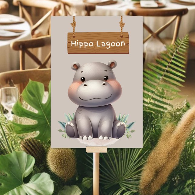 Spielend Jungle Safari Hippo Lagoon Tafelschild Tischnummer (Von Creator hochgeladen)
