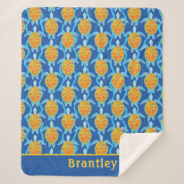Spielend Orange Blue Sea Turtle Design Sherpadecke