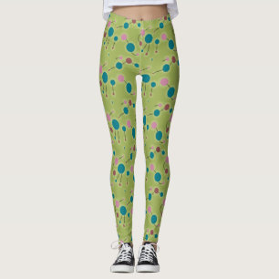 Spielend Retro kleine Moleküle Unix Blue Green Leggings