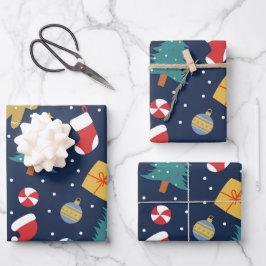 Spielend Weihnachts-Ikonen Wrapping Paper Geschenkpapier Set