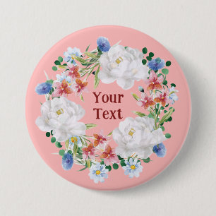 Spielend White Blume Wreath Lapel Pin Button