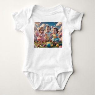 Spielende Babys und farbenfrohe Bälle Kleidung Des Baby Strampler