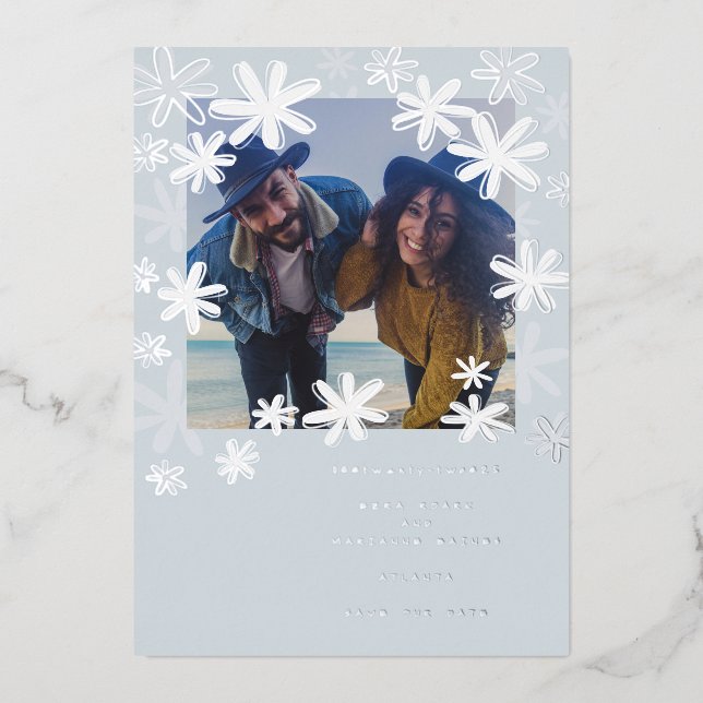 Spielende Blume Save the Date Karte (Vorderseite)