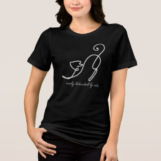 Spielende Cat Line Art | Cat Lover Tri-Blend Shirt
