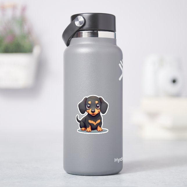 Spielende Dackel Welpe - Chibi Style Aufkleber (HydroFlask)