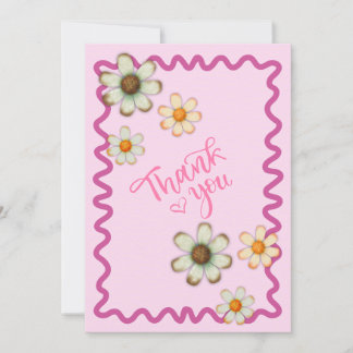 Spielende Daisy Danke Card - rosa Blumendesign