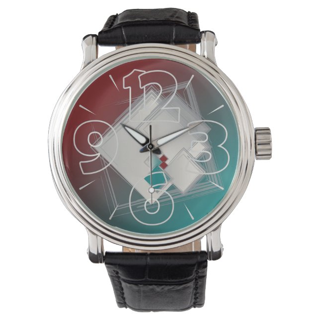 Spielende Fibonacci-Quadrate Armbanduhr (Vorderseite)