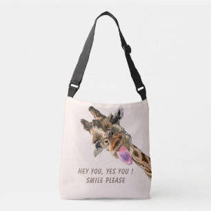 Spielende Giraffe mit Tongue Out Crossbody Bag Tragetaschen Mit Langen Trägern