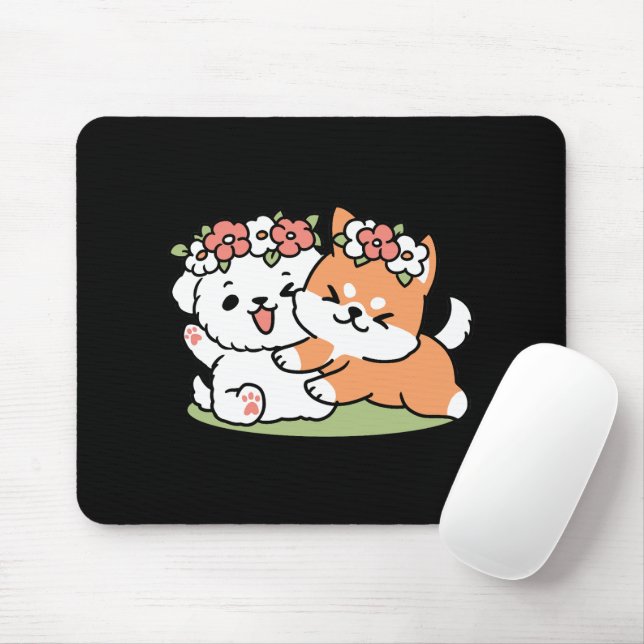 Spielende Hunde mit Blume Kronen - Fun Spring Them Mousepad (Mit Mouse)