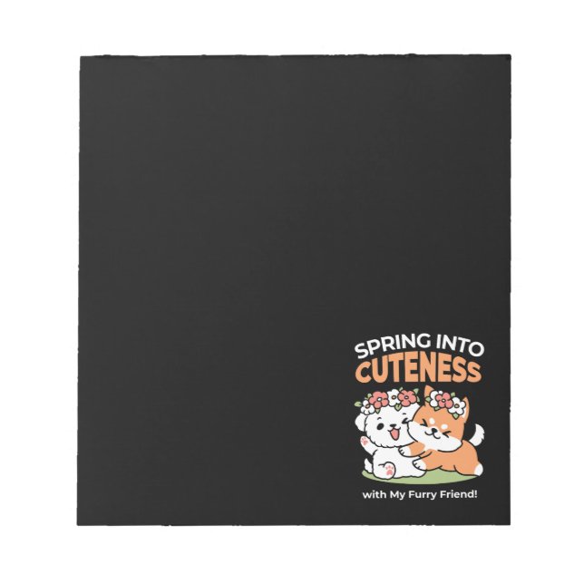 Spielende Hunde mit Blume Kronen - Fun Spring Them Notizblock (Vorderseite)