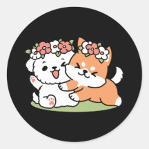 Spielende Hunde mit Blume Kronen - Fun Spring Them