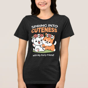 Spielende Hunde mit Blume Kronen - Fun Spring Them Tri-Blend Shirt