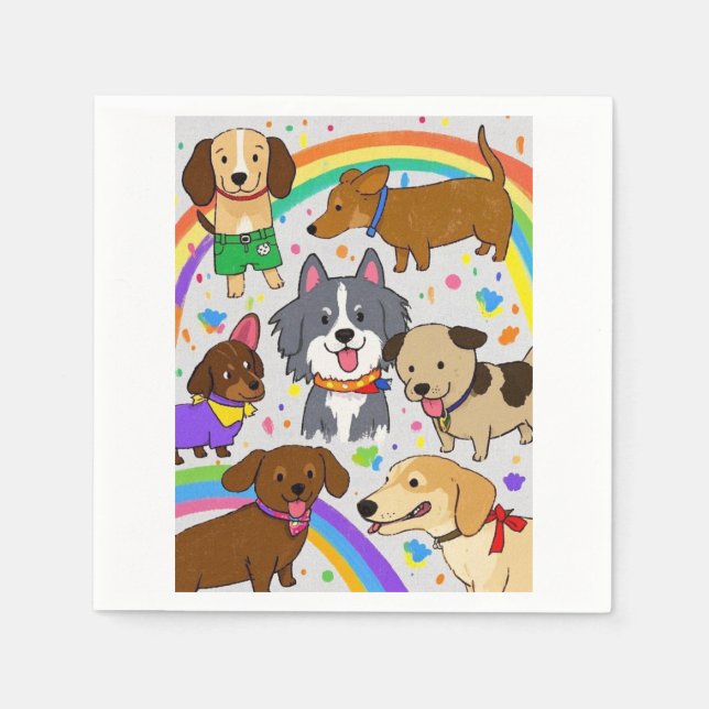Spielende Hunde Welpen Serviette (Vorderseite)