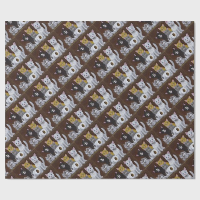 Spielende Kätzchen Geschenkpapier (Flach)