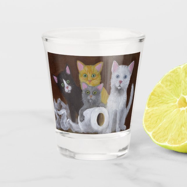 Spielende Kätzchen Schnapsglas (Vorderseite)