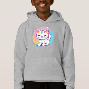 Spielende Katze mit farbenfrohen Spots Hoodie