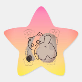 Spielende Katze mit Garn Stern-Aufkleber